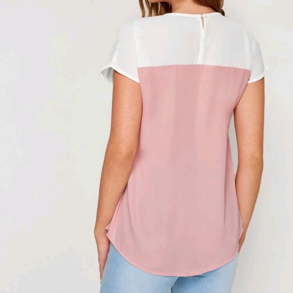 SHEIN Top with sequins. Pink and white color. Size M. - Picture 3 of 8